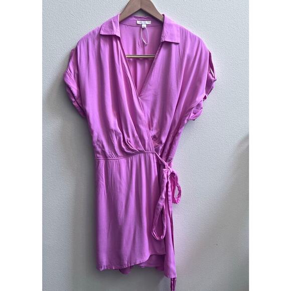 Gianni Bini V-Neck Wrap Mini Dress Pink Tab Short Sleeve Women's Small Dollcore - Picture 1 of 8